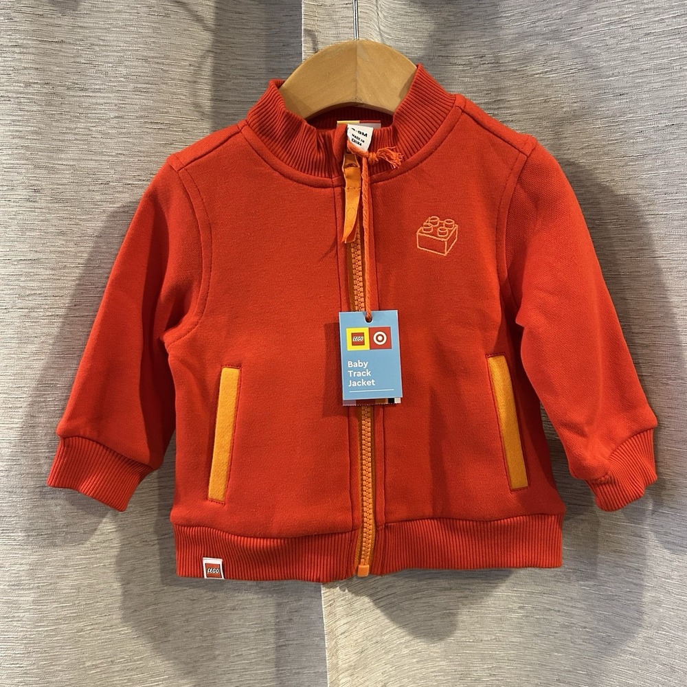 Lego X Target 6-9 Months Baby Track Jacket Red & Orange Embroidered